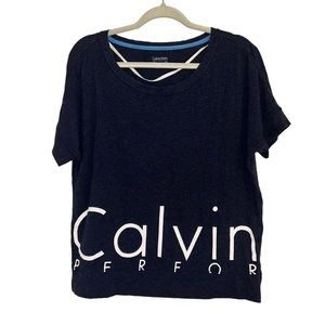 Navy Blue Calvin Klein Designer Performance Shirt Women’s Small Top Athleisure!